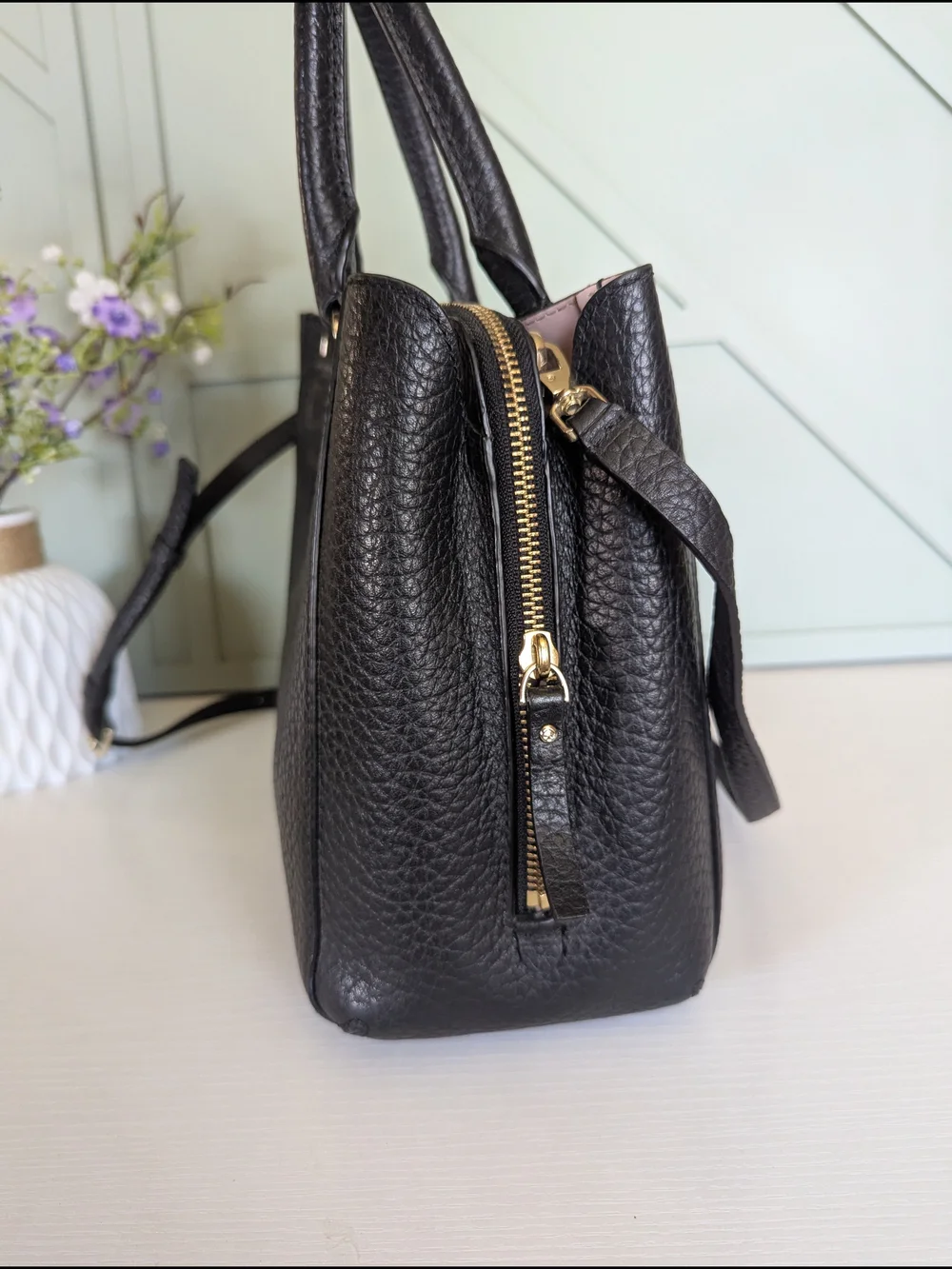 Kate Spade Black Pebbled Leather Satchel Bag